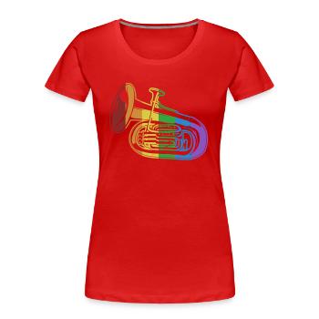 Euphonium LGBT Instrument Arc-en-ciel Euphoniste - T-shirt bio Premium Femme - rouge - Devant - Mia (176cm)