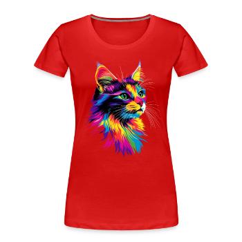 Chat de la forêt norvégienne Chat des forêts norvégiennes - T-shirt bio Premium Femme - rouge - Devant - Mia (176cm)