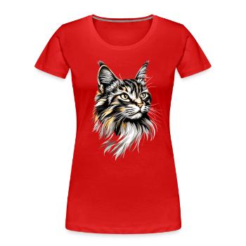 Chat de la forêt norvégienne Chat des forêts norvégiennes - T-shirt bio Premium Femme - rouge - Devant - Mia (176cm)