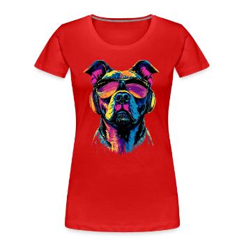 Pitbull Bulldog Pittie American Pitbull Terrier - T-shirt bio Premium Femme - rouge - Devant - Mia (176cm)