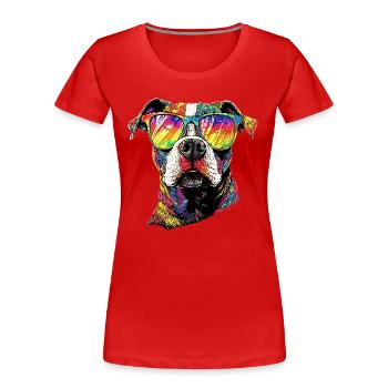 Pitbull Bulldog Pittie American Pitbull Terrier - T-shirt bio Premium Femme - rouge - Devant - Mia (176cm)