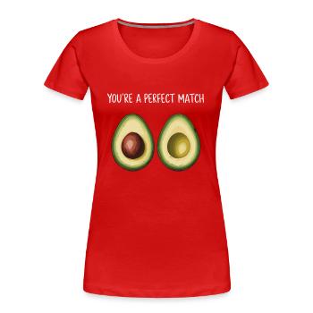 Avocado Liebe You're A Perfect Match Valentinstag - Frauen Premium Bio T-Shirt - Rot - Vorne - Mia (176cm)
