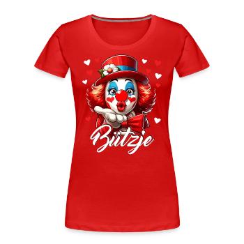 Kölle Alaaf Karneval Bützje Herz Rosenmontag Clown - Frauen Premium Bio T-Shirt - Rot - Vorne - Mia (176cm)
