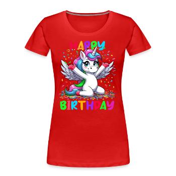 Birthday Unicorn Happy Birthday Kids Confetti - Women's Premium Organic T-Shirt - red - Front - Mia (176cm)