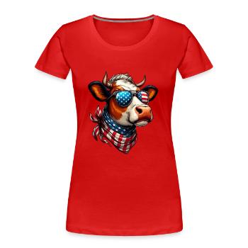 Jour de l’indépendance de l’Amérique 4 juillet USA vache Cool - T-shirt bio Premium Femme - rouge - Devant - Mia (176cm)