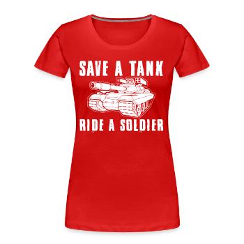 Tank Soldier- Panzer Tshirt- Soldat Geschenk - Frauen Premium Bio T-Shirt - Rot - Vorne - Mia (176cm)