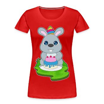 Gâteau d’anniversaire lapin - T-shirt bio Premium Femme - rouge - Devant - Mia (176cm)