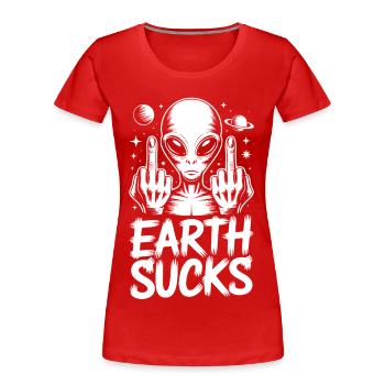 Doigt Puant Extraterrestre - T-shirt bio Premium Femme - rouge - Devant - Mia (176cm)