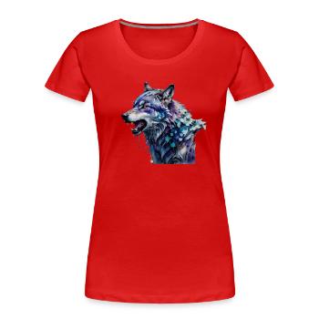 Loup Alpha - T-shirt bio Premium Femme - rouge - Devant - Mia (176cm)