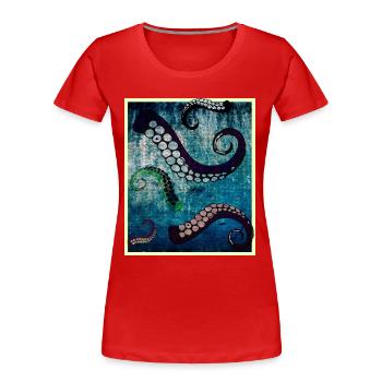 Octopus tentacles - Women's Premium Organic T-Shirt - red - Front - Mia (176cm)