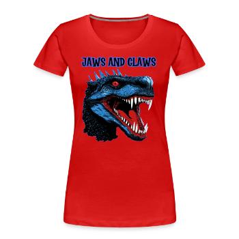 Reptilien, Dinosaurier, Kiefer und Klauen, - Frauen Premium Bio T-Shirt - Rot - Vorne - Mia (176cm)