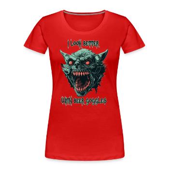 Lunettes de bière de goule démoniaque - T-shirt bio Premium Femme - rouge - Devant - Mia (176cm)