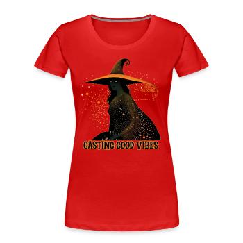 Witch Casting Vibes, Halloween - T-shirt bio Premium Femme - rouge - Devant - Mia (176cm)