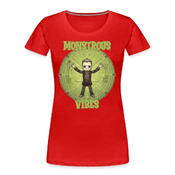 Monströse Schwingungen, Franken-Monster - Frauen Premium Bio T-Shirt - Rot - Vorne - Mia (176cm)