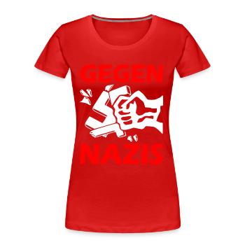 Gegen nazis faust - Frauen Premium Bio T-Shirt - Rot - Vorne - Mia (176cm)