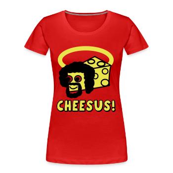 Cheesus - Frauen Premium Bio T-Shirt - Rot - Vorne - Mia (176cm)