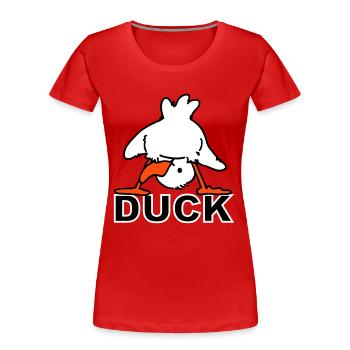 Ducking Duck (3 colors) - T-shirt bio Premium Femme - rouge - Devant - Mia (176cm)
