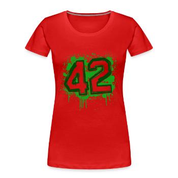 Saint-Étienne 42 bigdirt - T-shirt bio Premium Femme - rouge - Devant - Mia (176cm)
