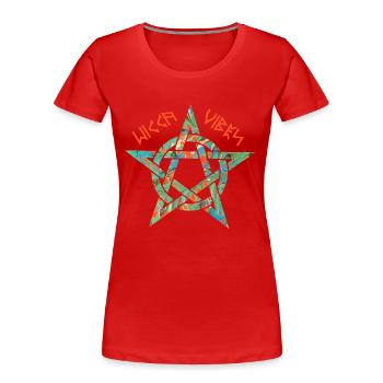 pentagramm 3 e 4 wicca vibes runen - Frauen Premium Bio T-Shirt - Rot - Vorne - Mia (176cm)