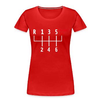Shirt Geschenk Gangschaltung fucking fast - Frauen Premium Bio T-Shirt - Rot - Vorne - Mia (176cm)
