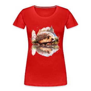 Petit hérisson, Animaux indigènes, Conservation de la nature, Jardin - T-shirt bio Premium Femme - rouge - Devant - Mia (176cm)