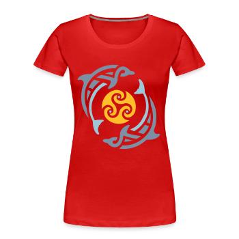 Tribal dolphins - Frauen Premium Bio T-Shirt - Rot - Vorne - Mia (176cm)