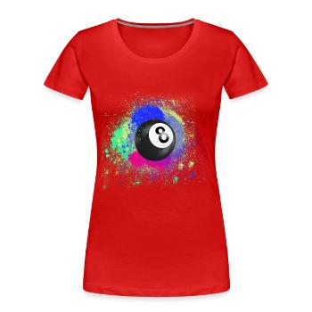 Noir 8, Boule de billard, N8, Boule de billard, Billard - T-shirt bio Premium Femme - rouge - Devant - Mia (176cm)