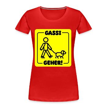 Dog walking dog - Women's Premium Organic T-Shirt - red - Front - Mia (176cm)