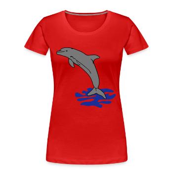 springender Delphin Delfin jumping dolphin - Frauen Premium Bio T-Shirt - Rot - Vorne - Mia (176cm)