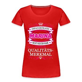 Qualitätsmerkmal Marina einfach Erstklassig - Frauen Premium Bio T-Shirt - Rot - Vorne - Mia (176cm)