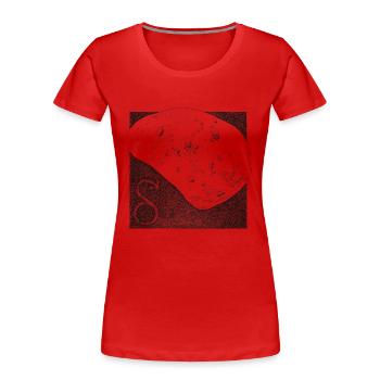 Deimos - Frauen Premium Bio T-Shirt - Rot - Vorne - Mia (176cm)