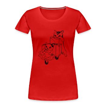 CAT CATS PETS GIFT T-SHIRT - Women's Premium Organic T-Shirt - red - Front - Mia (176cm)