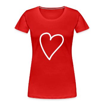 Herz Freihand weiß - Frauen Premium Bio T-Shirt - Rot - Vorne - Mia (176cm)
