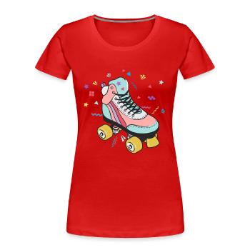 80s 90s Roller Skates, Retro Vintage Party - Women's Premium Organic T-Shirt - red - Front - Mia (176cm)