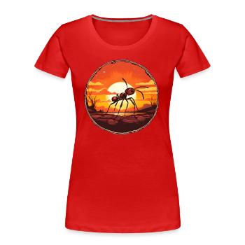 Petite fourmi Coucher de soleil Terre Soleil - T-shirt bio Premium Femme - rouge - Devant - Mia (176cm)