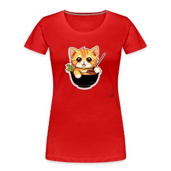 Ramen Katze Nudeln Haustier Tier Wesen Essen - Frauen Premium Bio T-Shirt - Rot - Vorne - Mia (176cm)