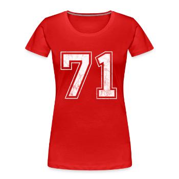 Numéro 71 - T-shirt bio Premium Femme - rouge - Devant - Mia (176cm)
