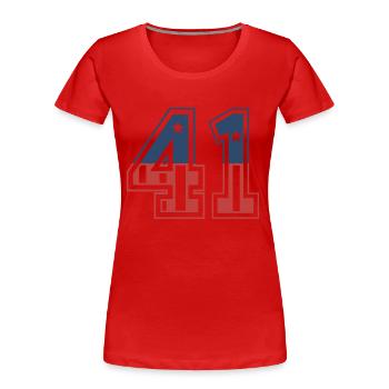 Numéro 41 États-Unis - T-shirt bio Premium Femme - rouge - Devant - Mia (176cm)