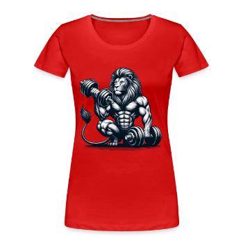 LEO DUMBBELL FITNESS STRENGTH SPORT MUSCLE VEIN - Women's Premium Organic T-Shirt - red - Front - Mia (176cm)