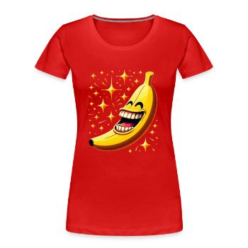 RIRE BANANE HEUREUX FRUIT HEUREUX SOURIRE BLAGUE - T-shirt bio Premium Femme - rouge - Devant - Mia (176cm)
