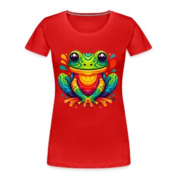 FROSCH KRÖTE UNKE LURCH SUMPF SEE FLUSS FARBENFROH - Frauen Premium Bio T-Shirt - Rot - Vorne - Mia (176cm)
