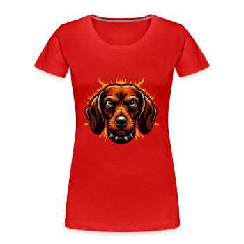 DACKEL HUND TIER ZORNIG BÖSE WÜTEND KAMPF WACHSAM - Frauen Premium Bio T-Shirt - Rot - Vorne - Mia (176cm)
