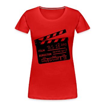 18 Kino klatschen - Frauen Premium Bio T-Shirt - Rot - Vorne - Mia (176cm)