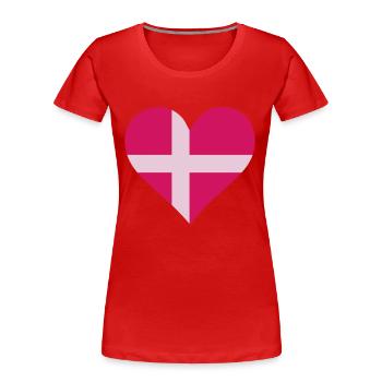 Un cœur pour le Danemark - T-shirt bio Premium Femme - rouge - Devant - Mia (176cm)