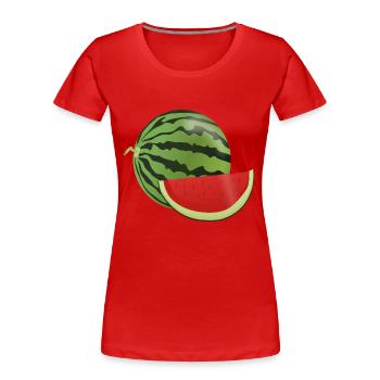 pastèque pastèque fruits végétariens1112 - T-shirt bio Premium Femme - rouge - Devant - Mia (176cm)