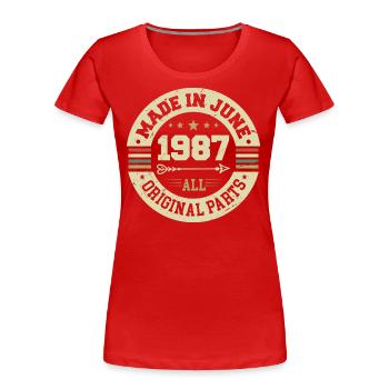 Juin 1987 Cadeau d’anniversaire Juin 1987 Juin 1987 - T-shirt bio Premium Femme - rouge - Devant - Mia (176cm)