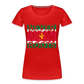 never forget roots home Suriname - Women's Premium Organic T-Shirt - red - Front - Mia (176cm)