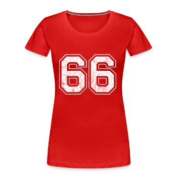 Numéro 66 - T-shirt bio Premium Femme - rouge - Devant - Mia (176cm)