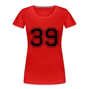 Numéro 39 - T-shirt bio Premium Femme - rouge - Devant - Mia (176cm)