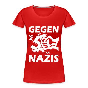 Gegen nazis faust - Frauen Premium Bio T-Shirt - Rot - Vorne - Mia (176cm)